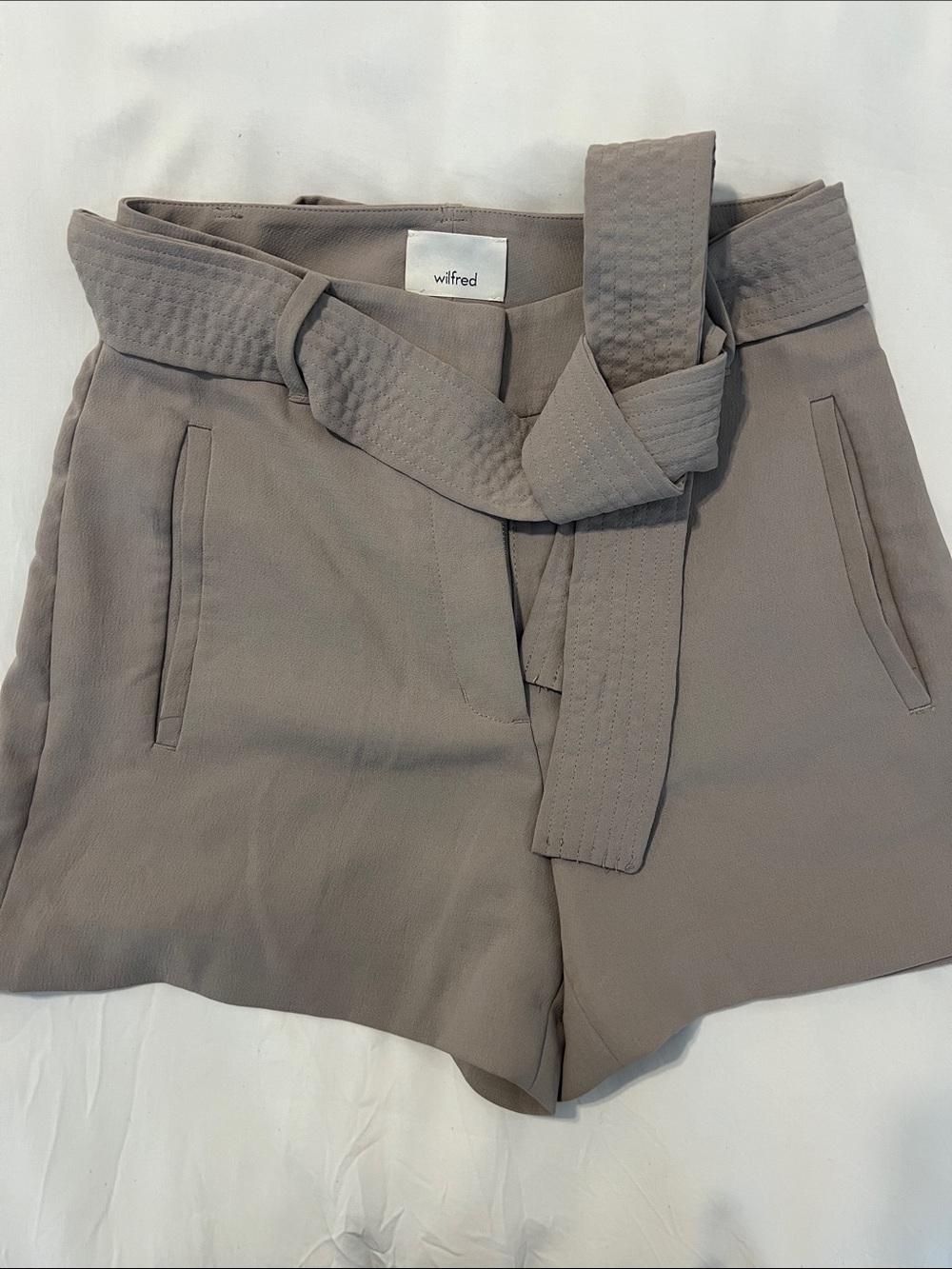 Wilfred Taupe High-Rise Belted Shorts